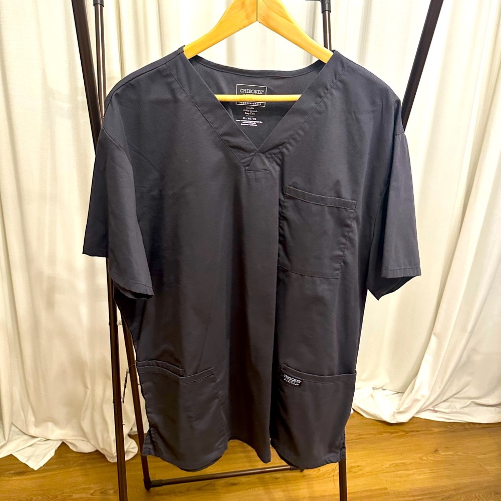 Cherokee Workwear Charcoal Grey Men's Scrubs Set, Size XL